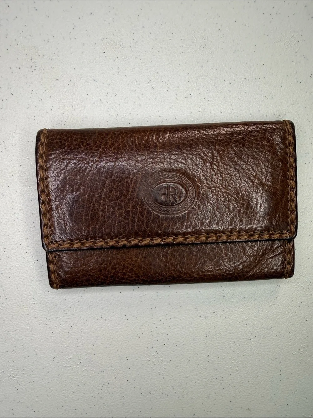 Francesco Remolo Italian Brown Genuine Leather Tri-fold Key Wallet Holder Hook